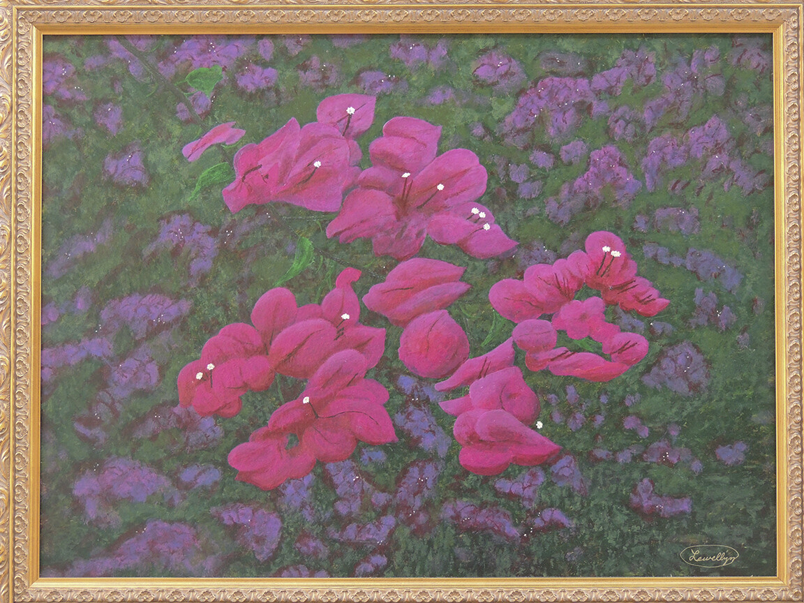 » Two Layer Bougainvillea » Original 18″ x 24″ Acrylic Painting by L.J.Oakes