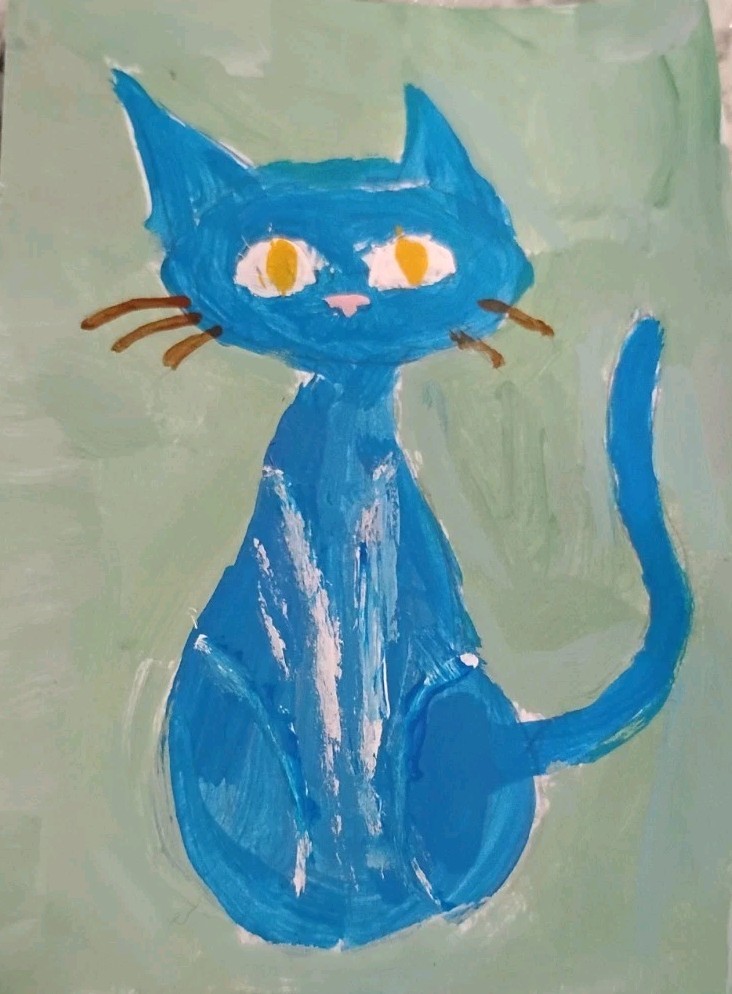 Aceo Painting Cat Titled «Mr. Blu»