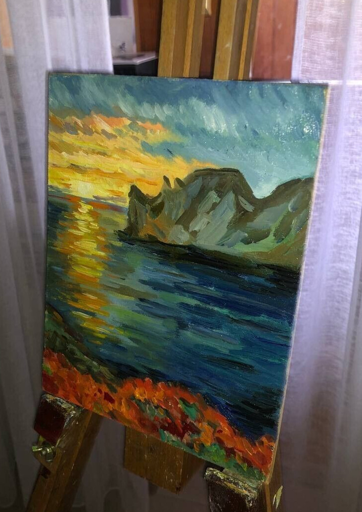 Painting by Ukrainian artist «Sea, sun, mountains» oil