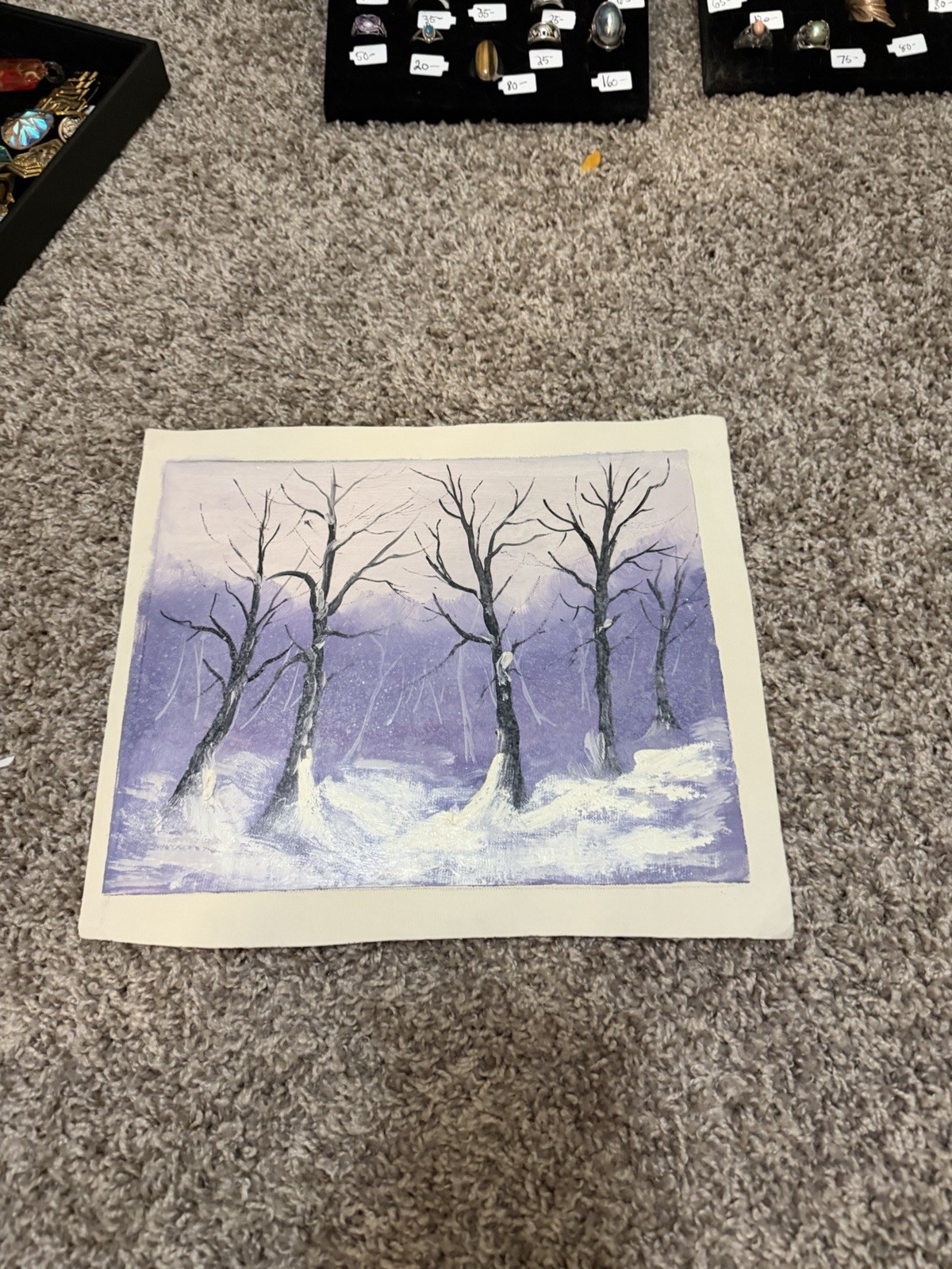 Oil Painting 1950s Loose Signed From Italy Winter Landscape 9×11