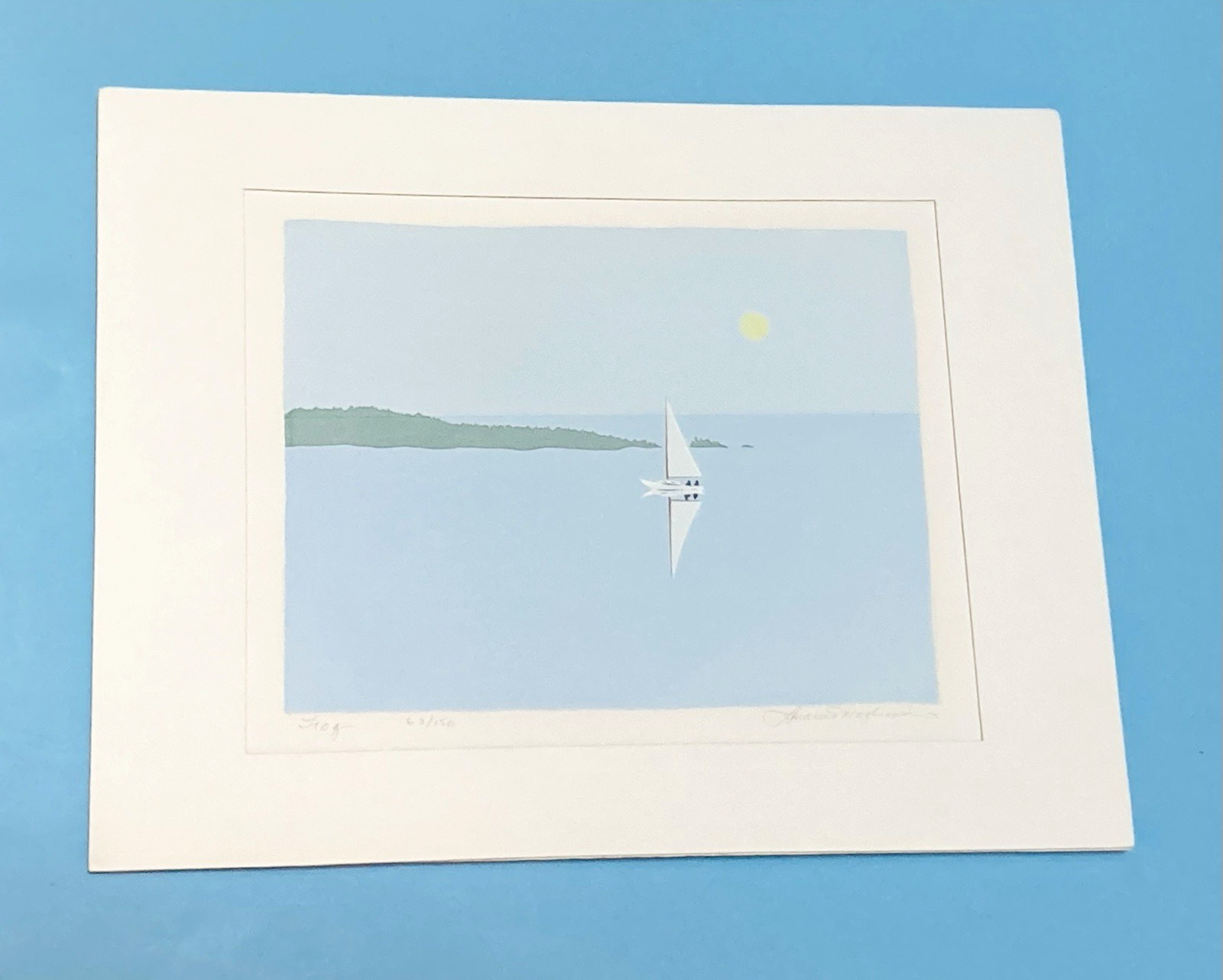 Artist L Hoglund Awesome Print #63/150 Title»Fog» View from Two in a SailBoat