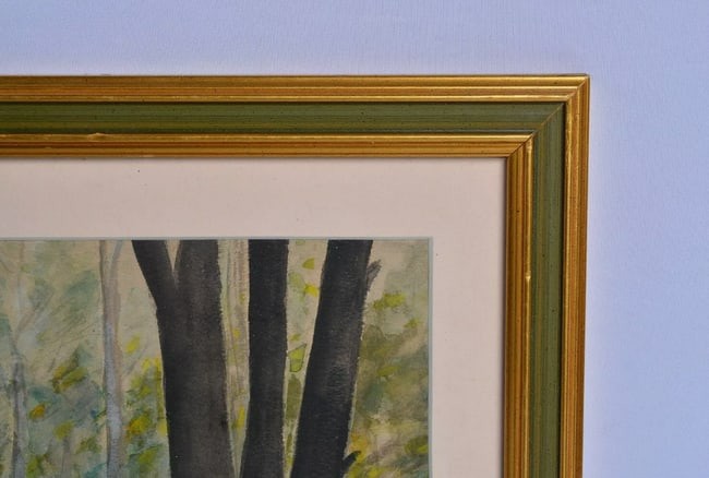 Original Watercolor Forest Landscape Painting Signed M Monaco Impressionist Art