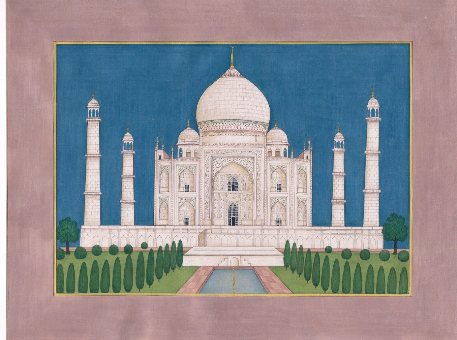 Hand Made Indian Traditional Painting Of Taj Mahal Vintage Art 10.5×8.5 Inches