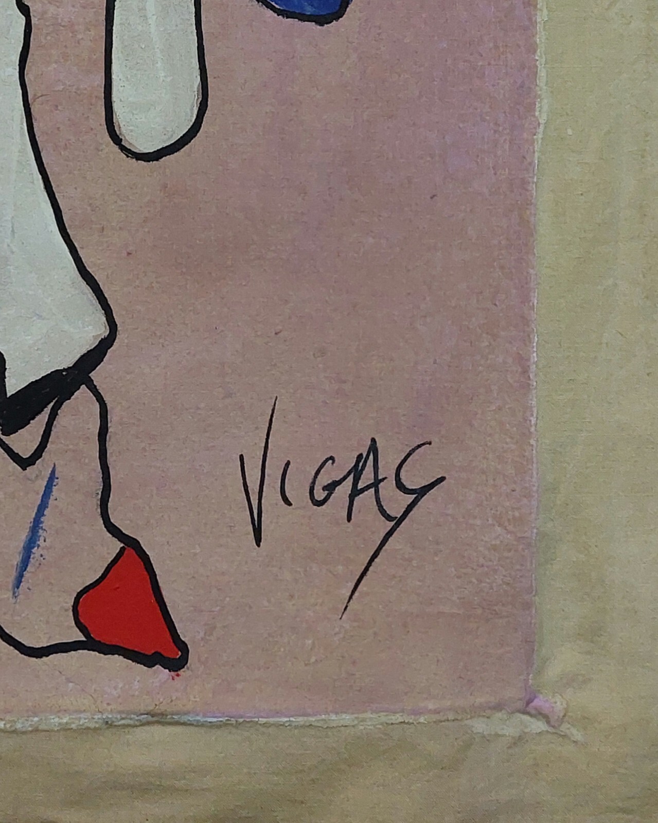Oswaldo Vigas Signed Latin American Abstract Oil Painting on Canvas Modern Art