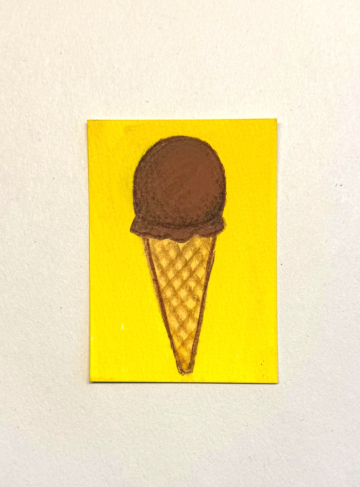 ACEO Original Chocolate Ice Cream Cone Miniature Food Painting OOAK Signed