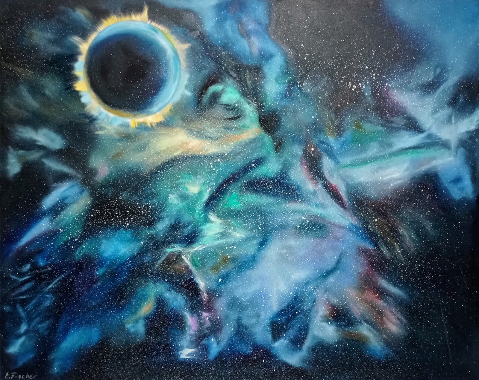 Star Dance Oil Painting 100×80 cm Universe Stars Planets Painting on Canvas