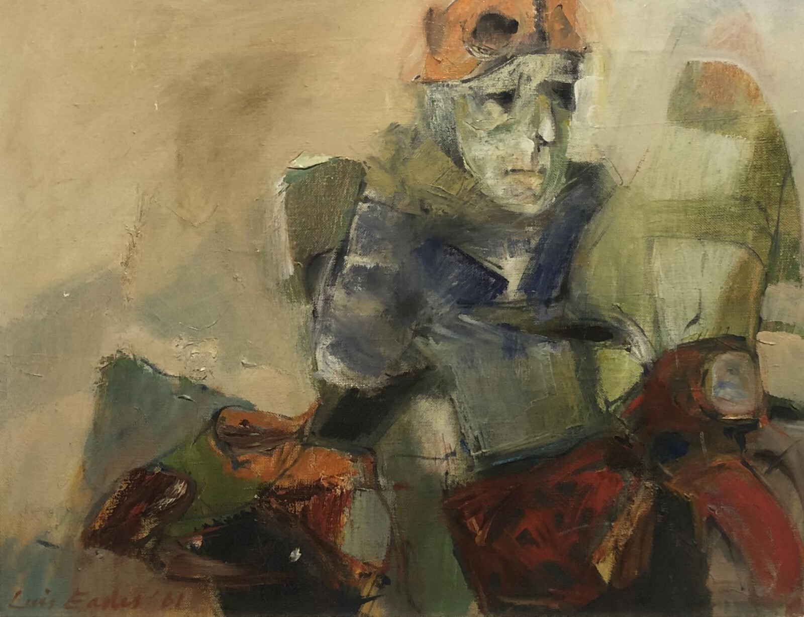 ABSTRACT OIL Signed ~ EXHIBITED 1961 NEW YORK GALLERY ~ dated MID-CENTURY MODERN