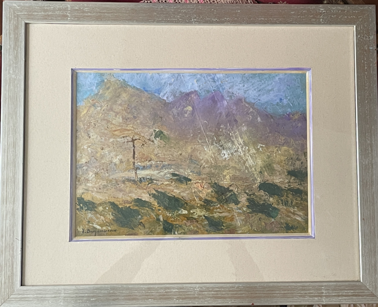 Colorado Desert Landscape French Modernism Oil on Board Signed Jehan Berjonneau