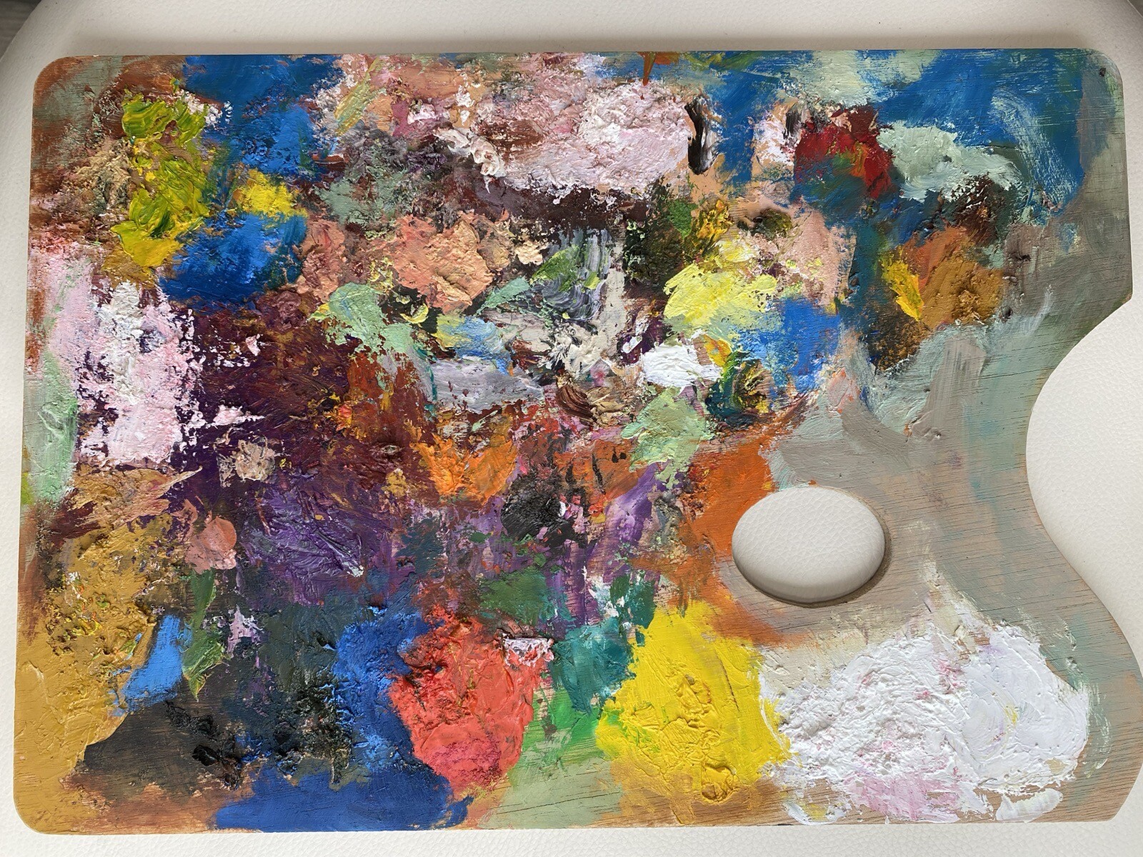 Original Artist Used Palette Oil Acrylic Two Side Colorful Bright Vintage Wooden