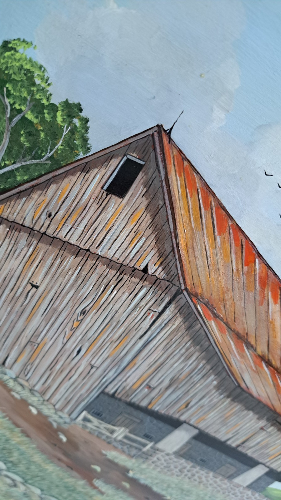 Dick Wilson Pennsylvania Bank Barn Painting on Wood Original Art Signed Vintage
