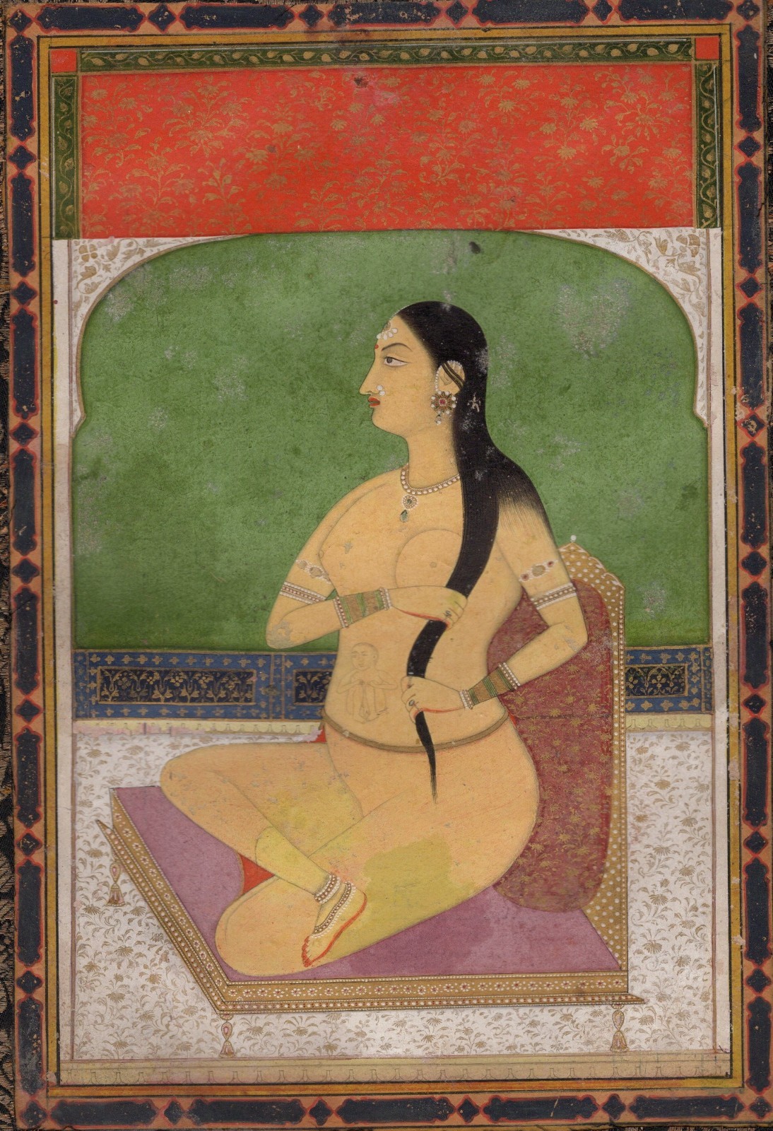Exceptional Indian miniature Courtly Lady ca 1700