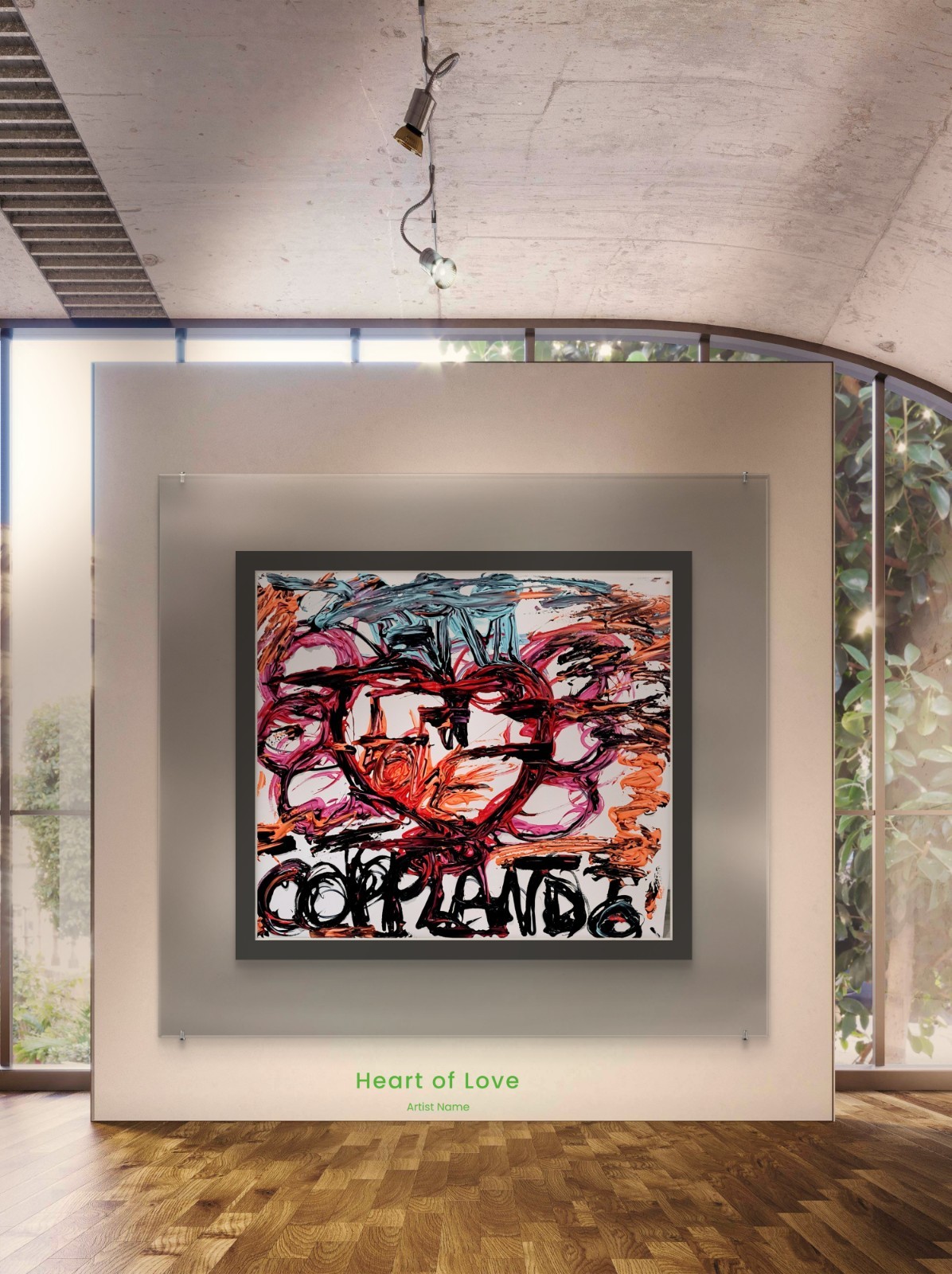 Trey Coppland, Heart of Love Abstract Acrylic, 22+24 in, Signed