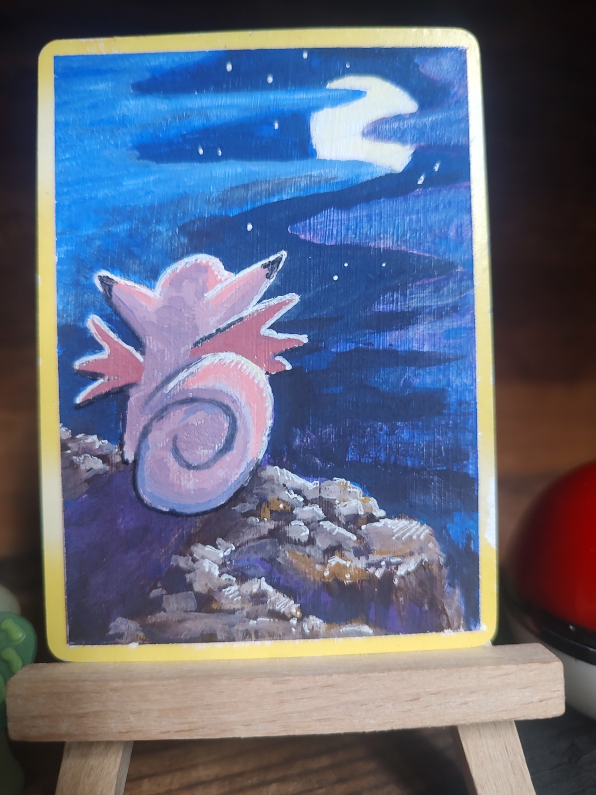 ACEO Original – Clefable hand painted and signed altered pokemon art card