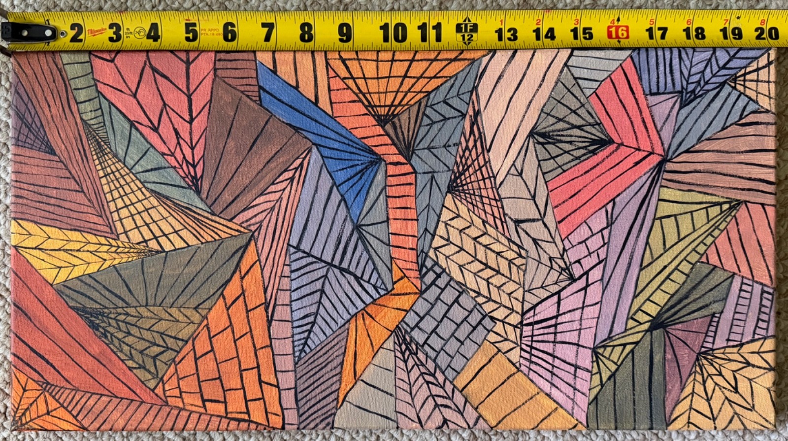Contemporary Geometric Shapes Linear Acrylic Painting Modern Art Wall Hanging