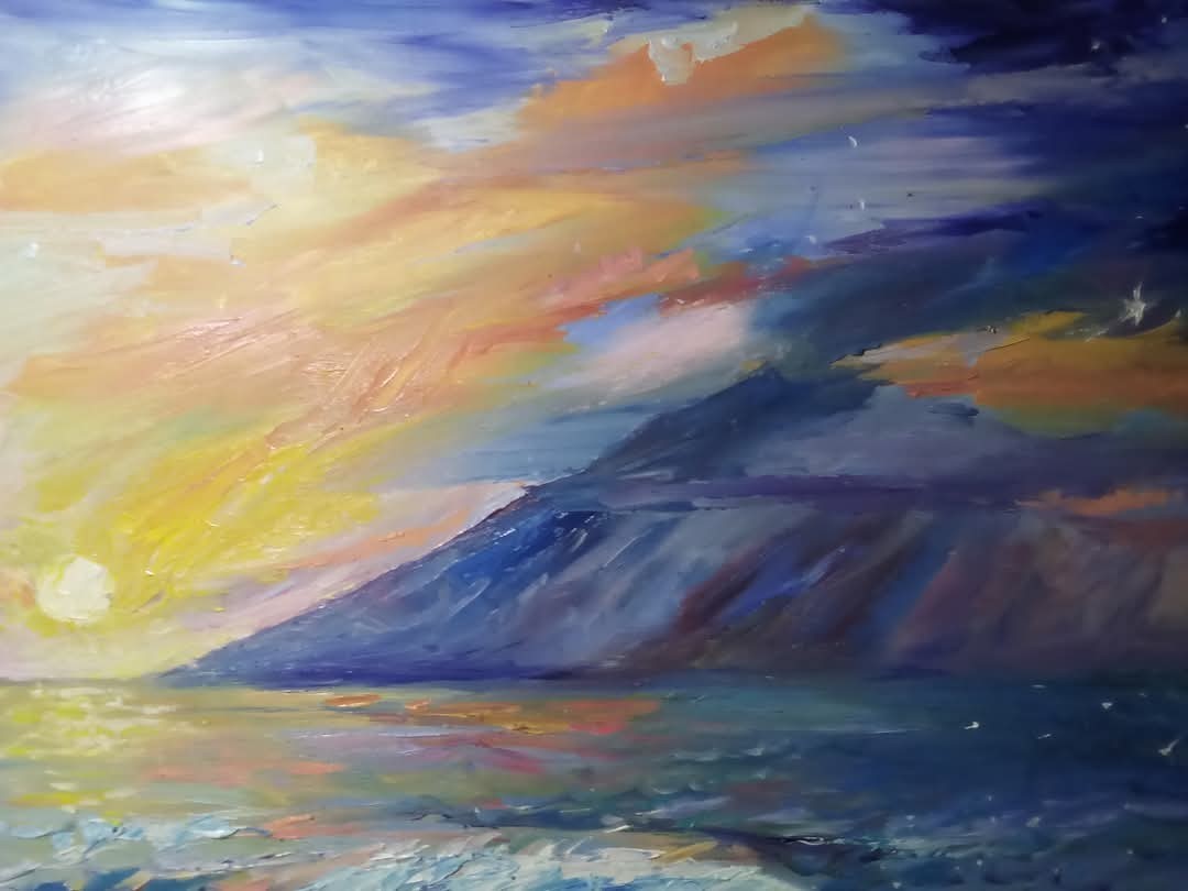 artwork oil on canvas vivid colors of sunset