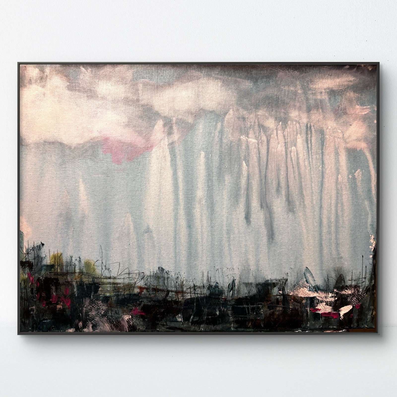SAMATOWIC Original Abstract Rainy Landscape 12×16 Evocative Signed Fine Art 557