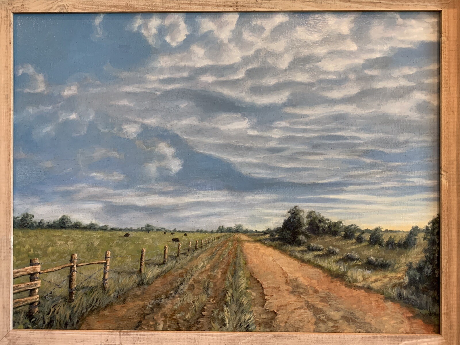 Walhalla Country Road, Original Oil Painting, Texas Landscape Art, USA, Rhome