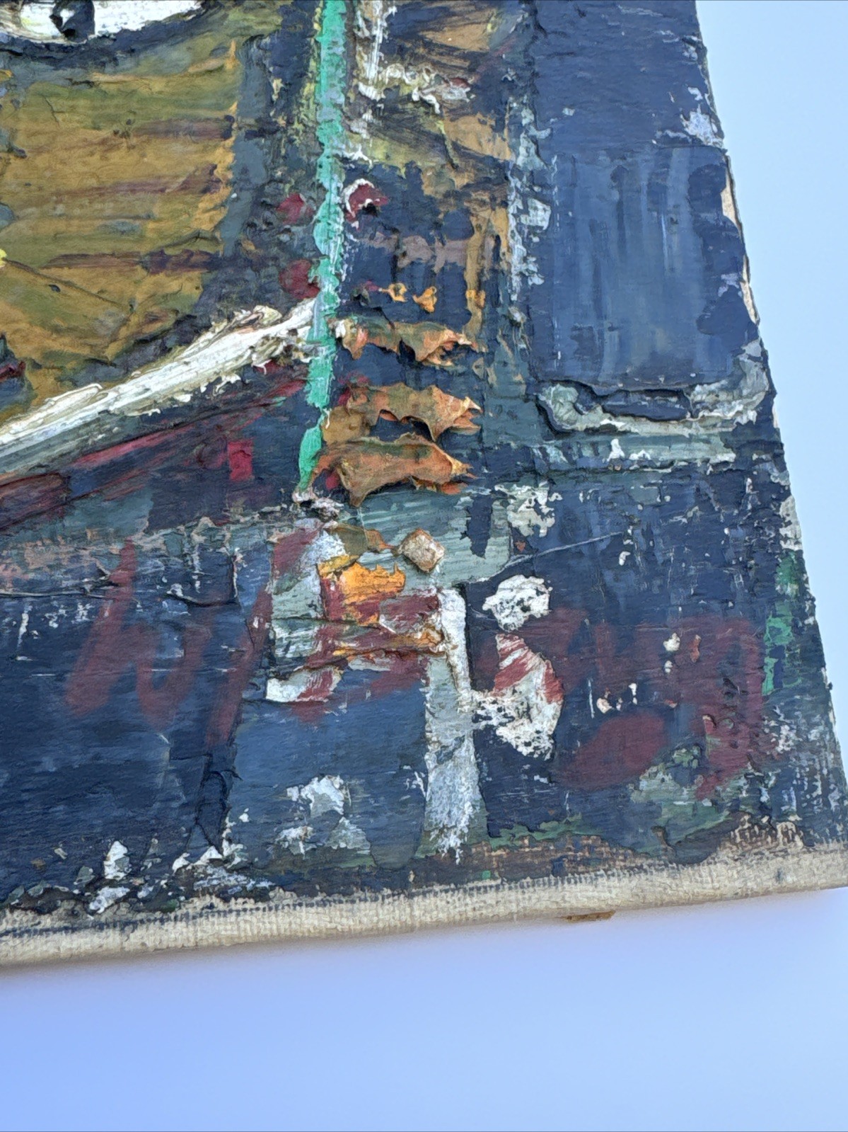 MID CENTURY PAINTING PORTRAIT ABSTRACT MODERNIST FACES HEADS ASIA INDIA MYSTERY