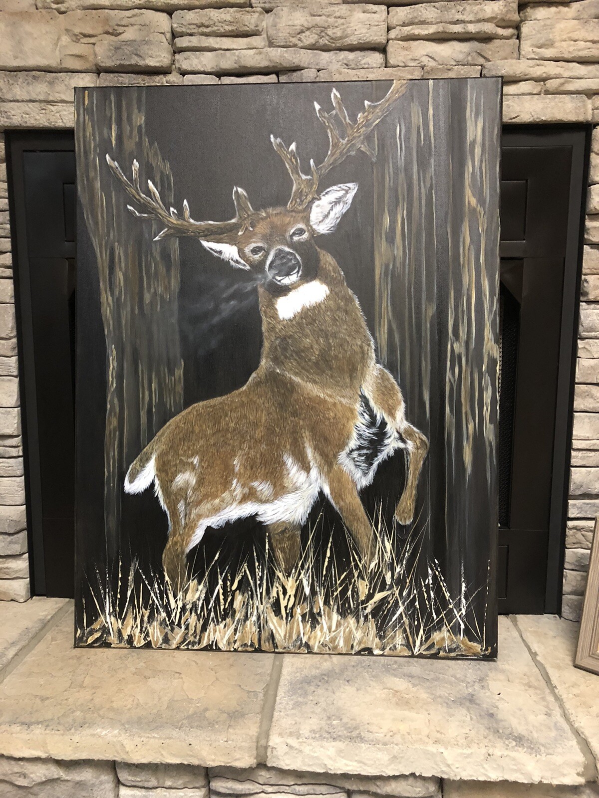 White-Tailed Buck Deer Original Painting On Canvas By Artist Leah J Smith
