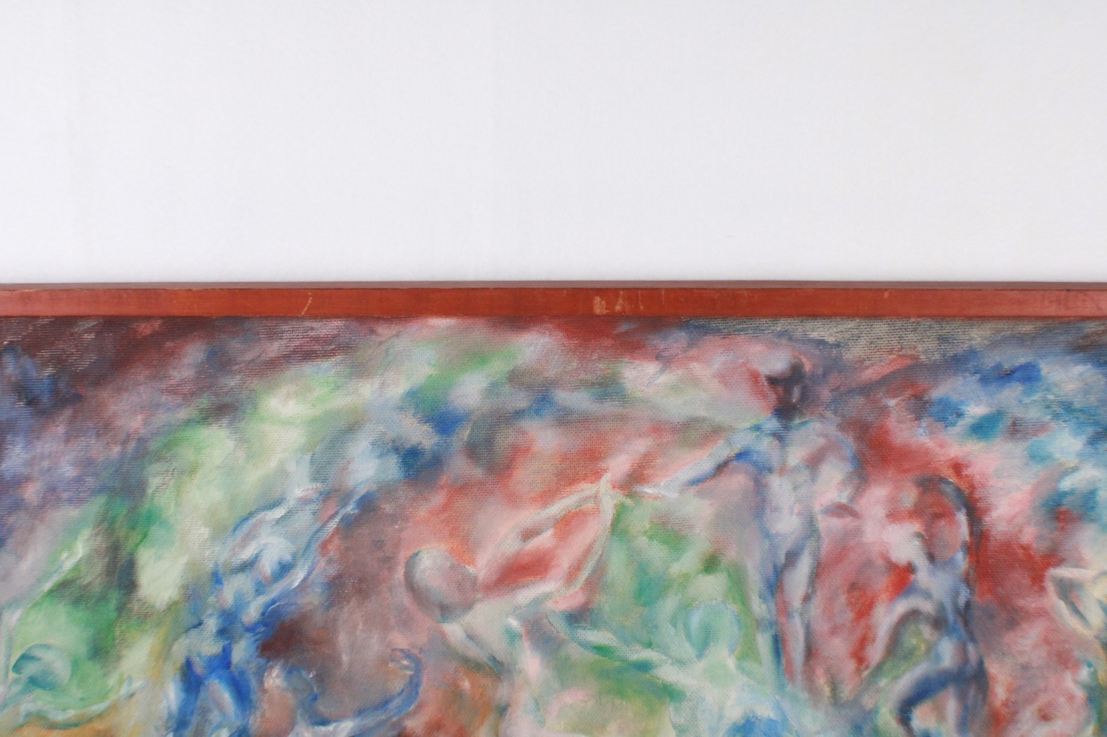 Abstract Figures Mid Century Oil Painting On Board Signed M Schwalb-Mansour 1963