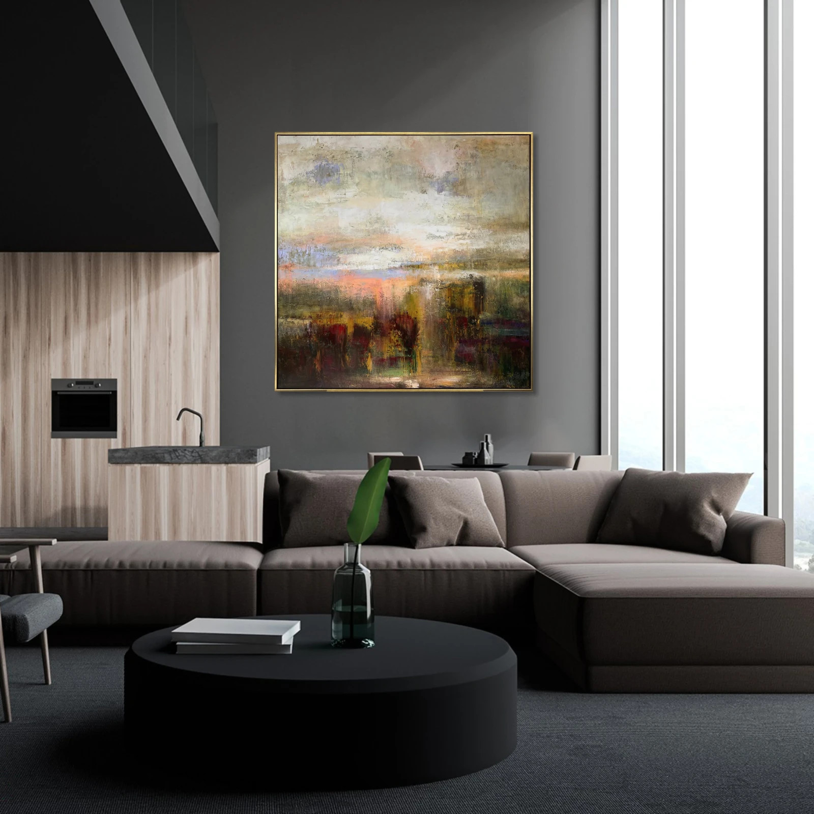 Abstract Landscape Painting Neutral Earth Tone Canvas Original Modern Art 50×50″