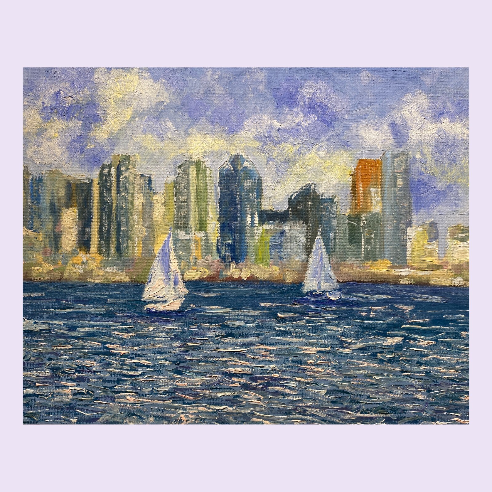 Breathtaking Oil painting. Downtown San Diego View. ORIGINAL. Impressionist Art