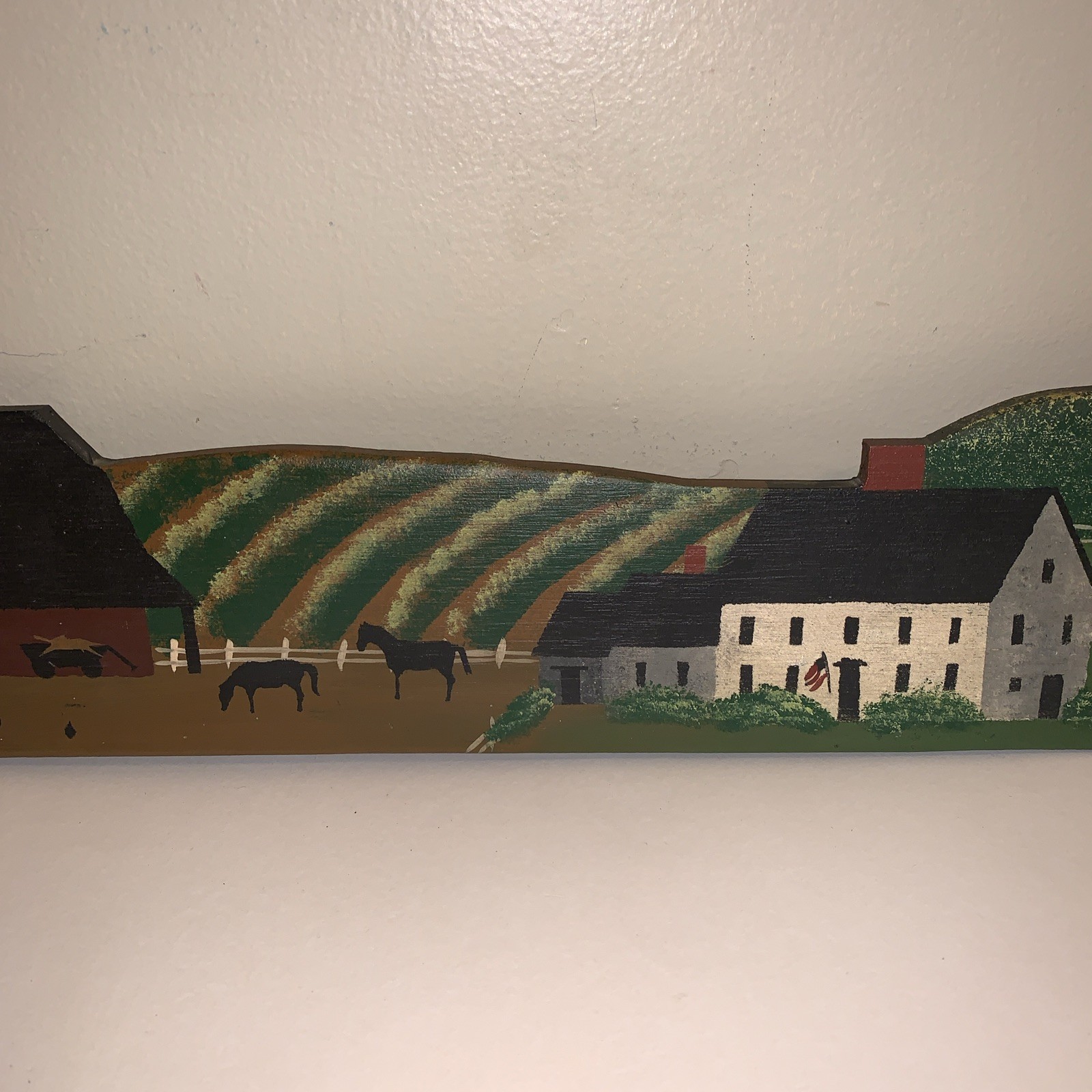 COUNTRY FARM HAND PAINTED WOOD PLAQUE LINDA A ROBINSON FOLK ART OVER THE DOOR