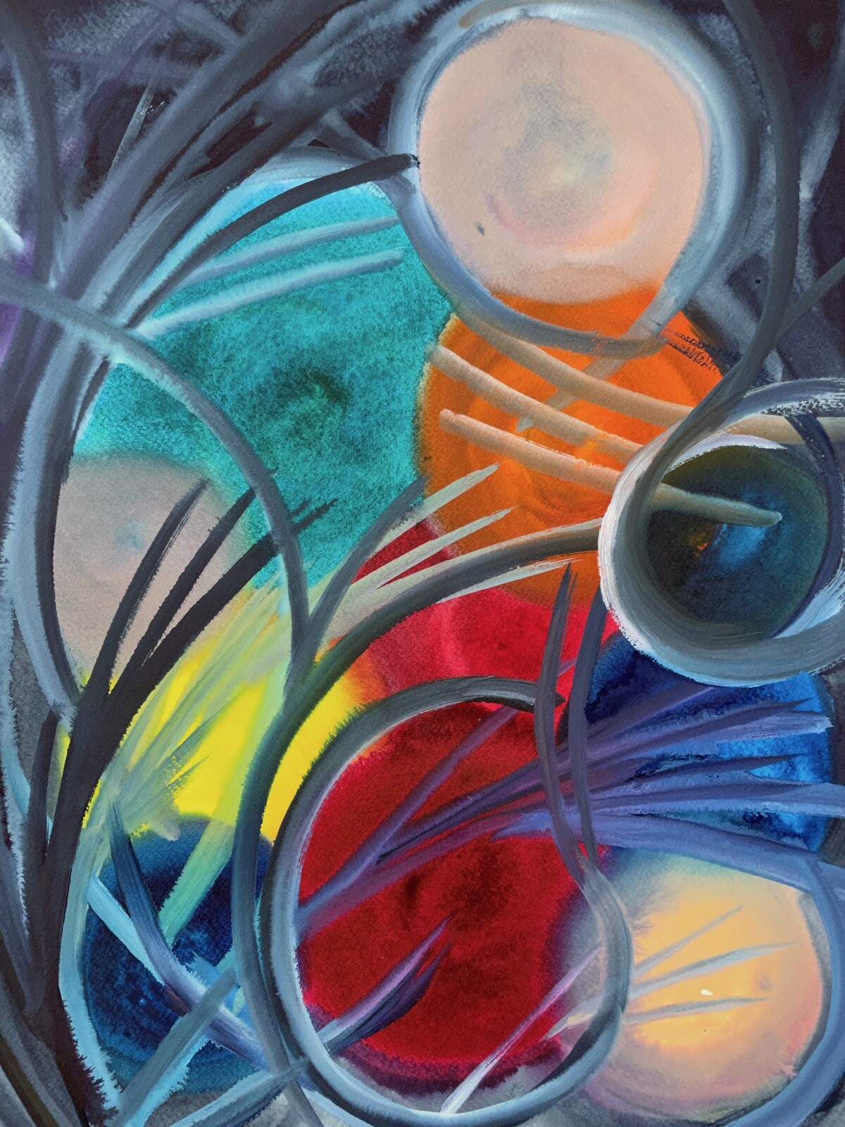 Modern Art Abstract Composition Geometric Colorful Circles Spheres