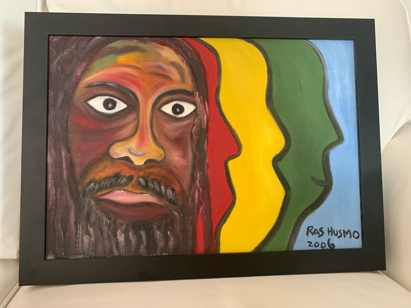 Original Ras Husmo Jamaican Artist Oil On Canvas – Professional Framing