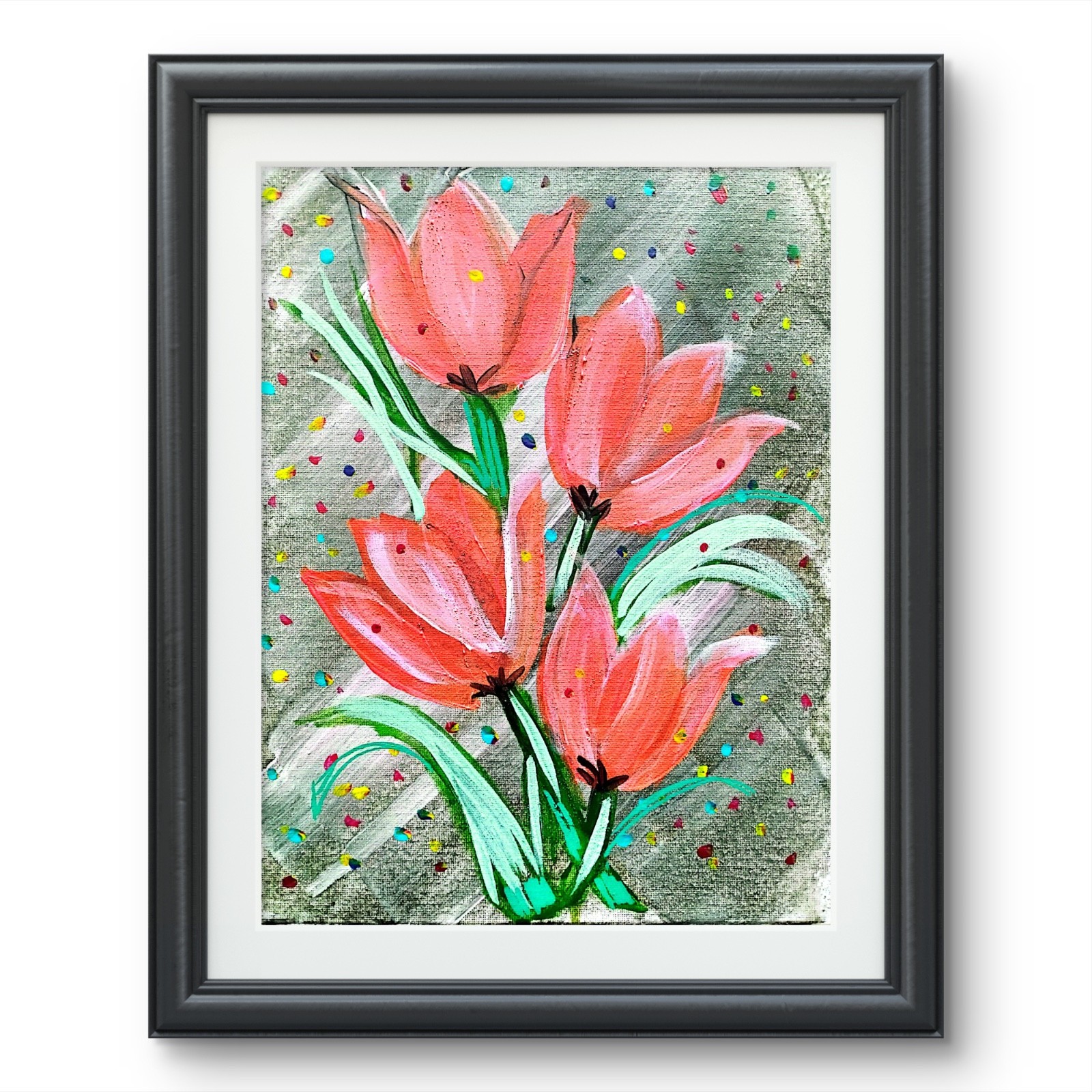 Original art 14 X 11 Red Roses CANVAS Colorful Modern Art Acrylic Painting