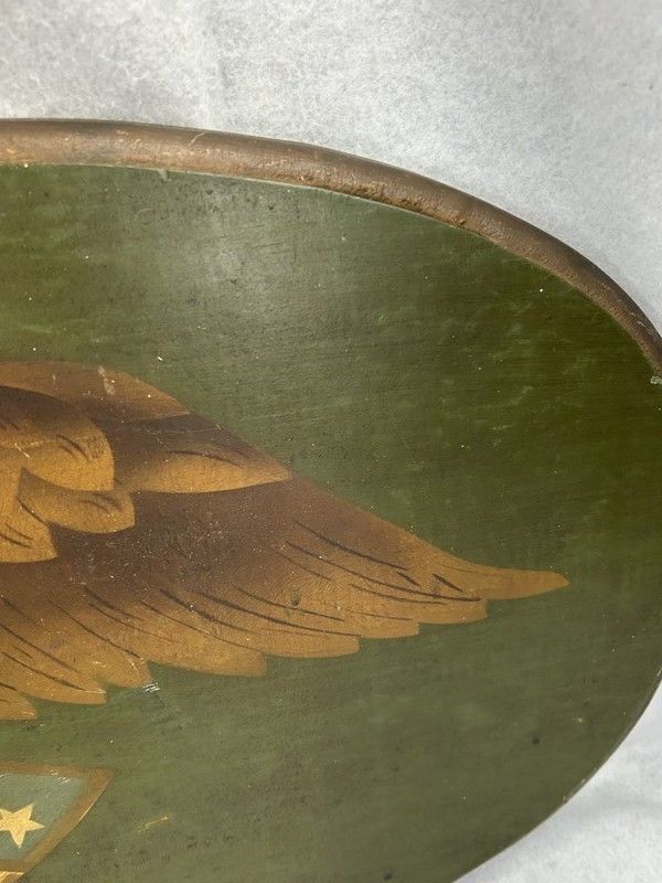 antique eagle painted wood plaque wall hanging 28×14 x 3/4 original