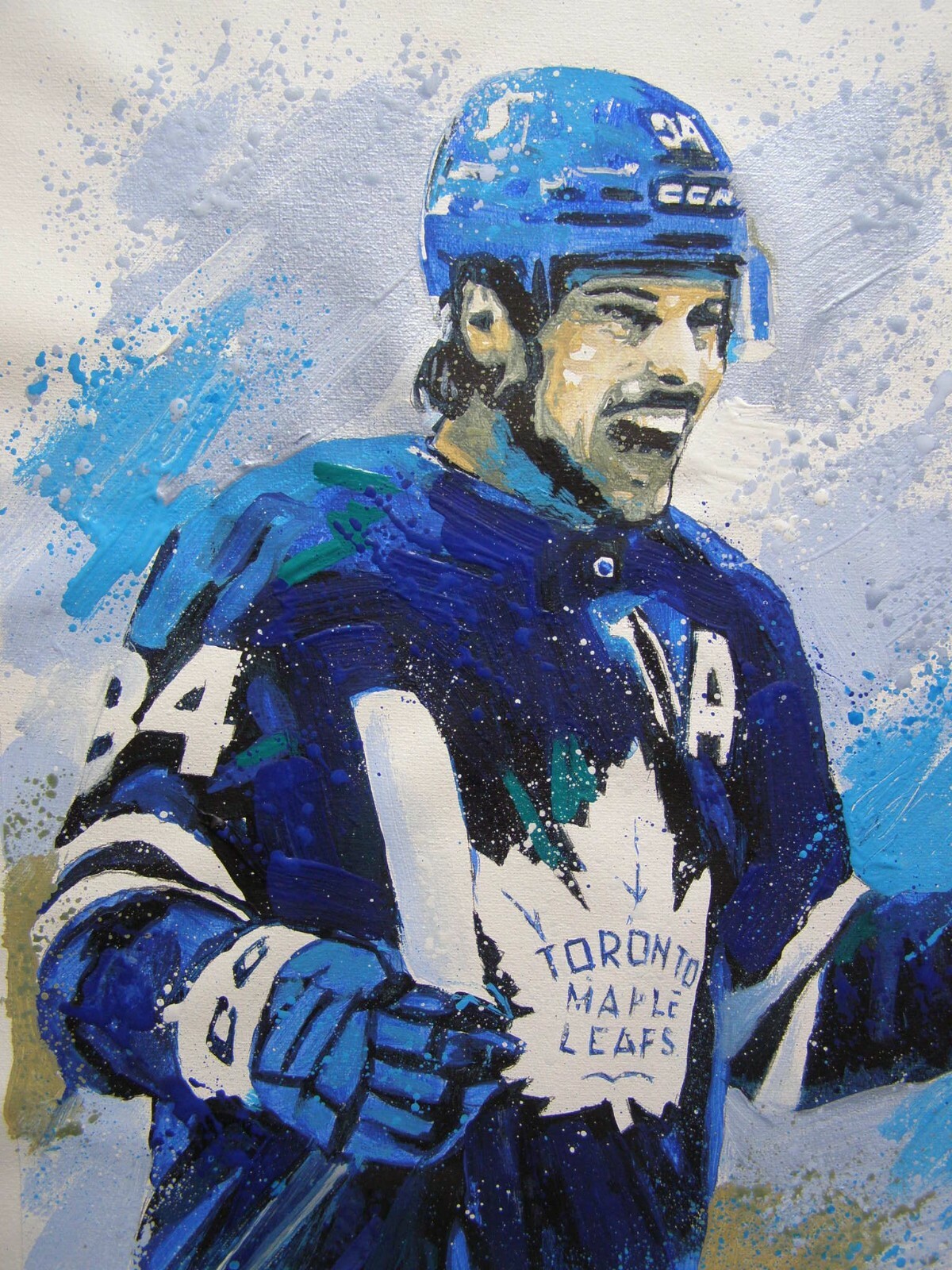 Auston Matthews NHL Maple Leafs Original Acrylic Oil Painting Art By Artist