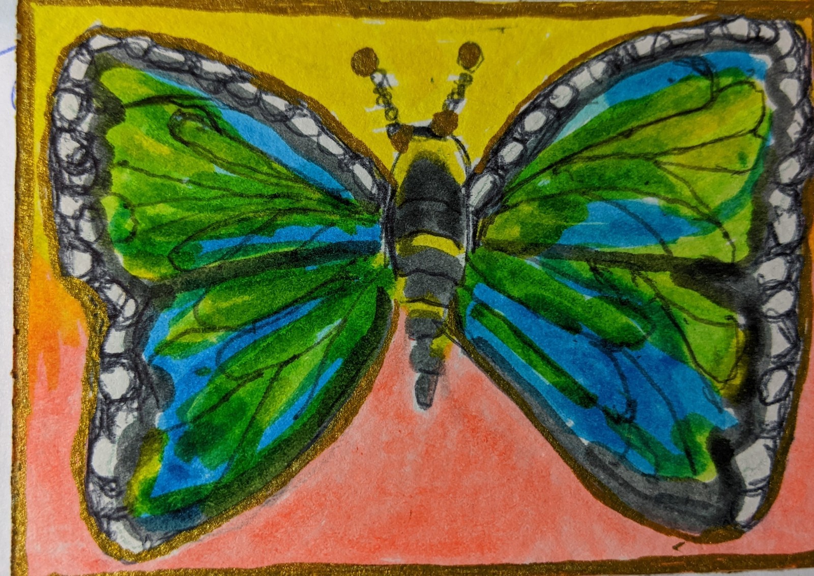 ACEO Original Watercolor Painting Signed Beautiful Butterfly