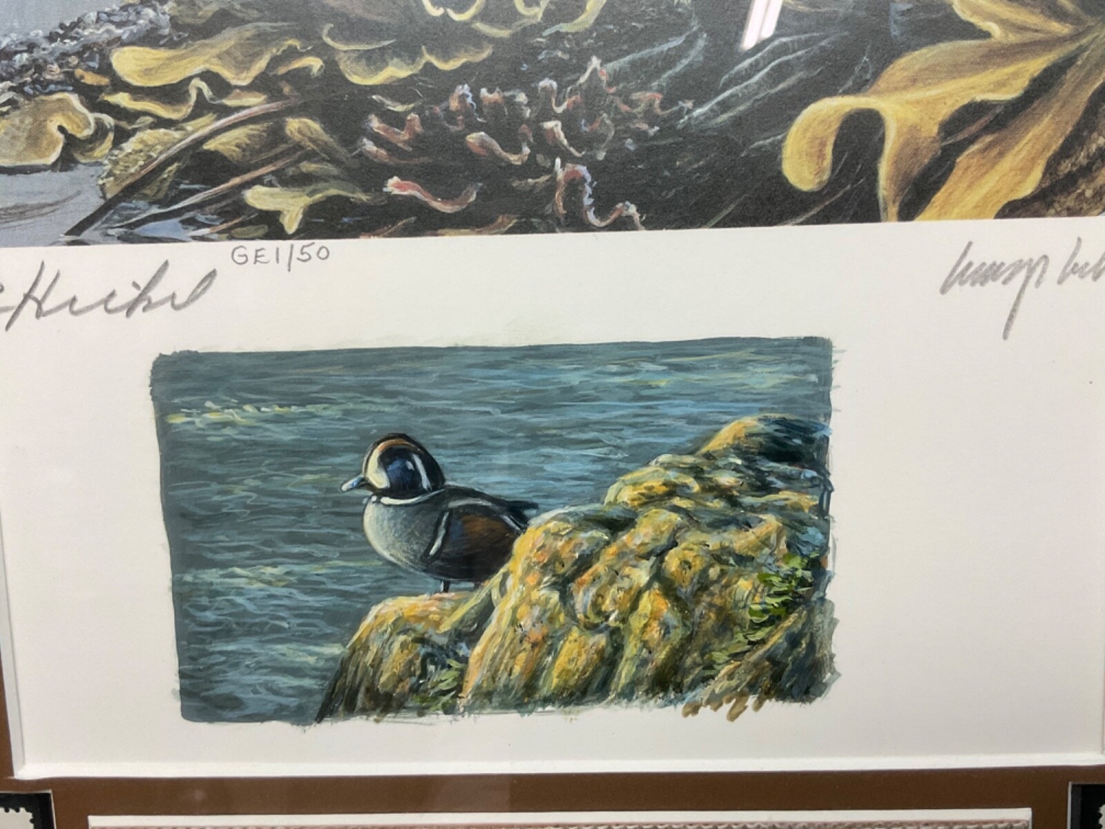 George Lockwood Orig Wildlife Duck Oil Painting Signed Art & Litho Stamps Alaska