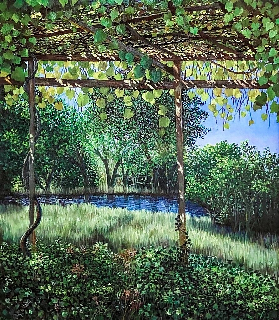 Summer Freshness: Grape Arbor Wall Art–Great Housewarming Gift-Beautify Décor.
