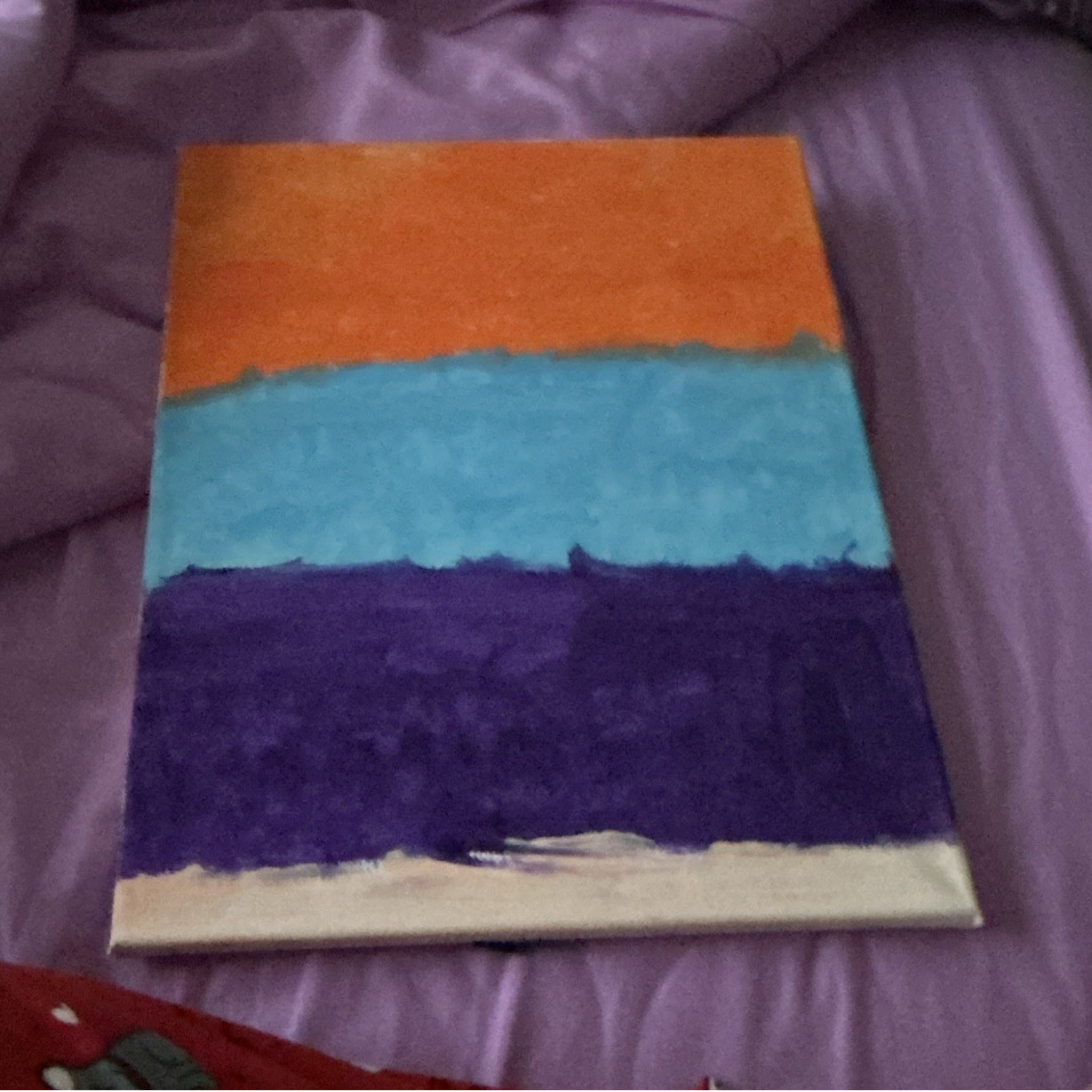 Original Abstract Color Block Canvas Painting Orange Blue Purple Unframed
