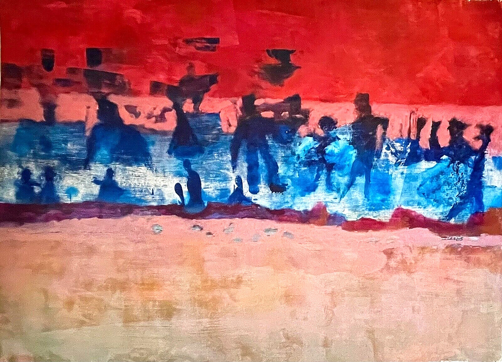Original Signed INGRID LEEDS Acrylic Painting «ACR ON STONEHENGE» NASA Artist