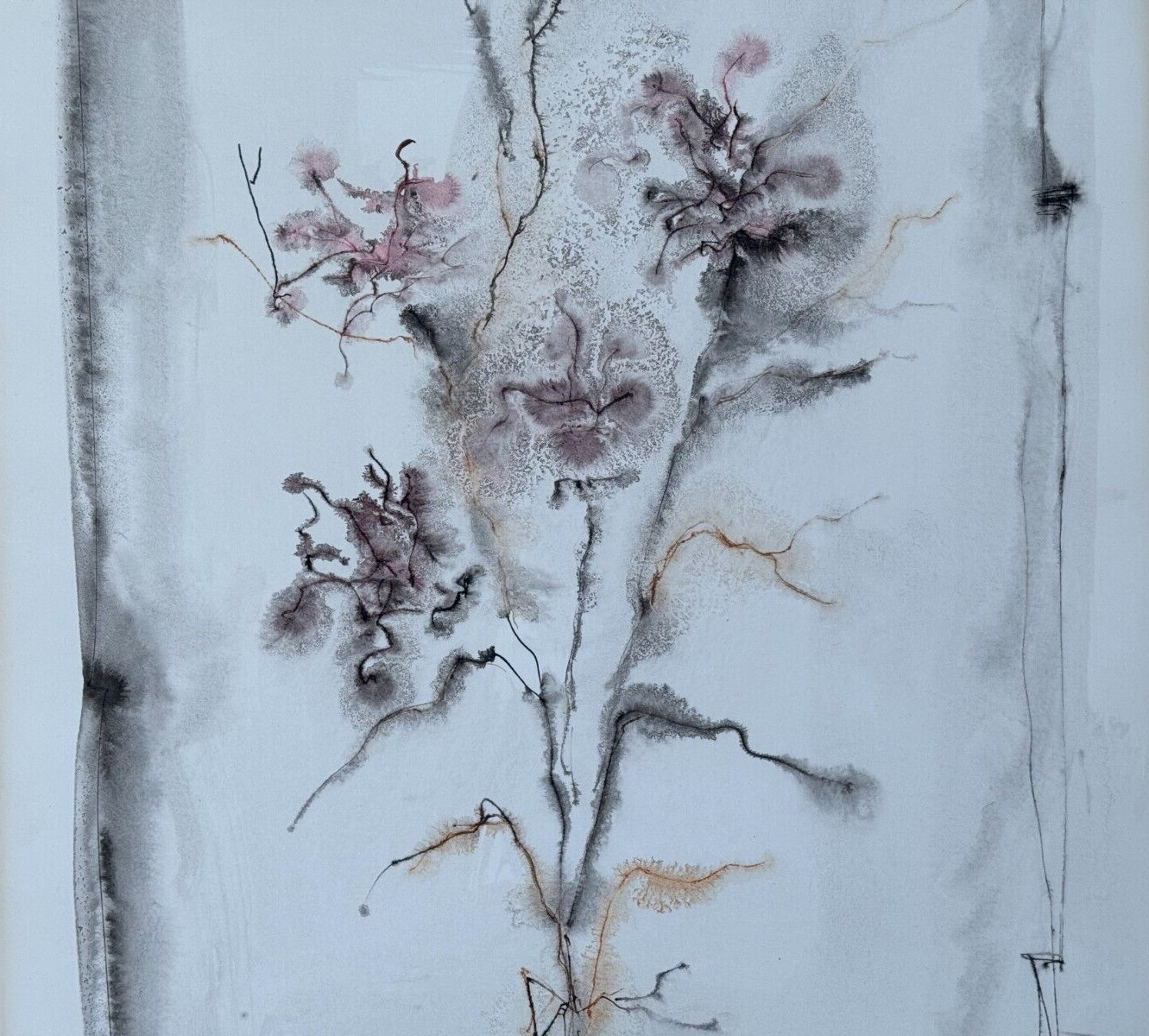 LEONARDO DE MAGISTRIS SIGNED ORIGINAL PAINTING FLORAL ABSTRACT WATERCOLOR 1967