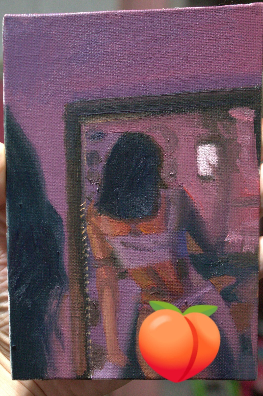 Female Risque Oil Painting, Purple Dreams, 5»x7″ Signed and dated READ Desc