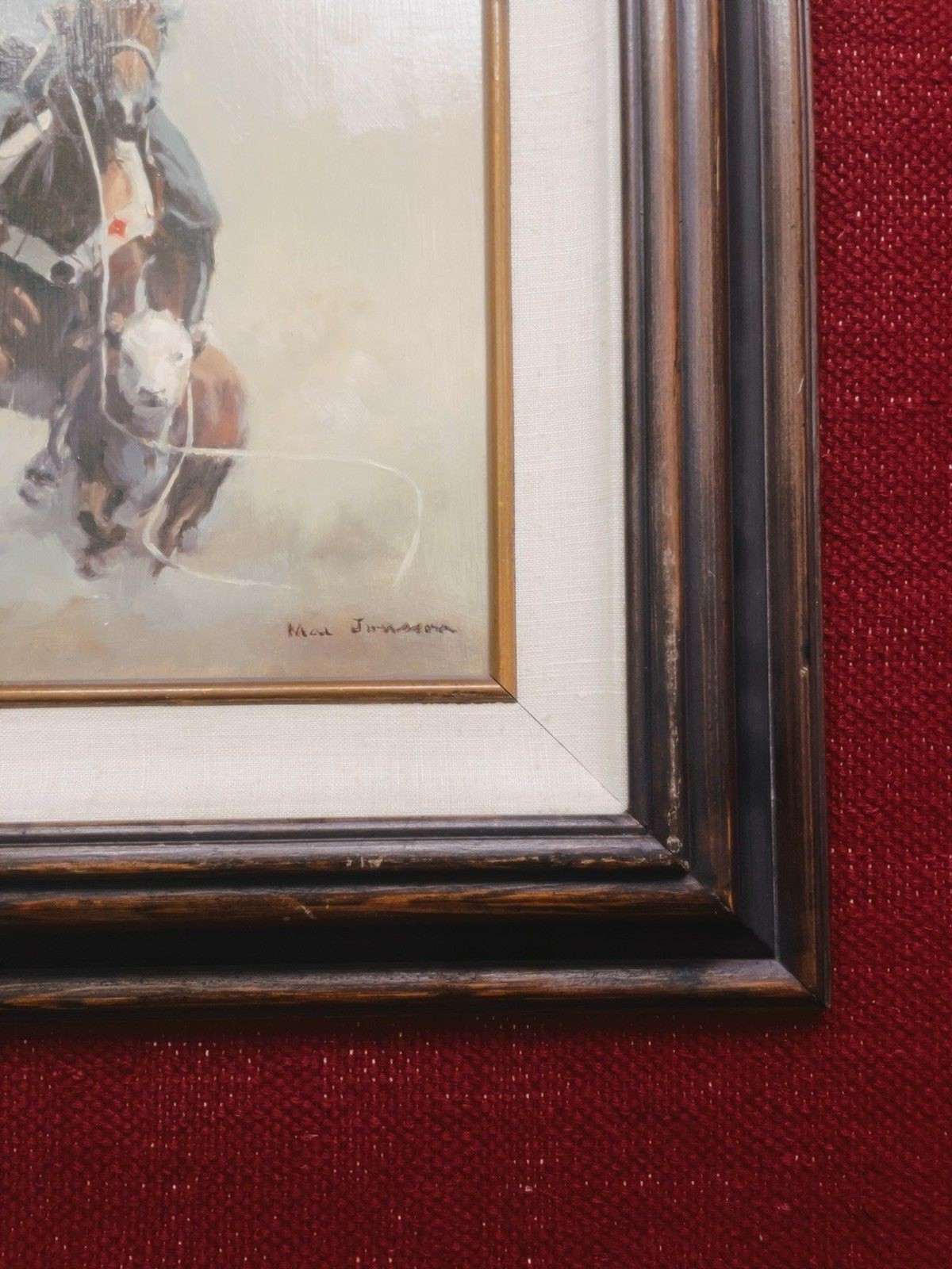 MAX JONSSON Oil on Board Southwest American Western Cowboy Rodeo Calf Roping