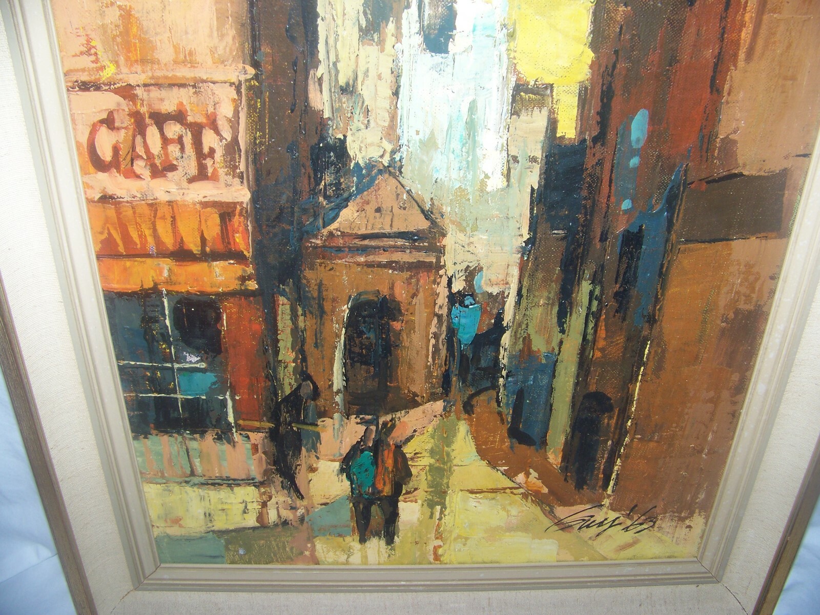 Guy 63? Jack Veltman Gallery Oil Canvas Mid Century Street/Church, Guy Anderson?