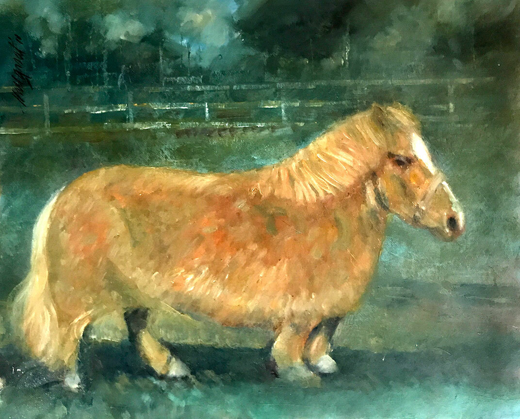 Pet Pony 16 x 20 in. Original Oil on canvas Hall Groat Sr.