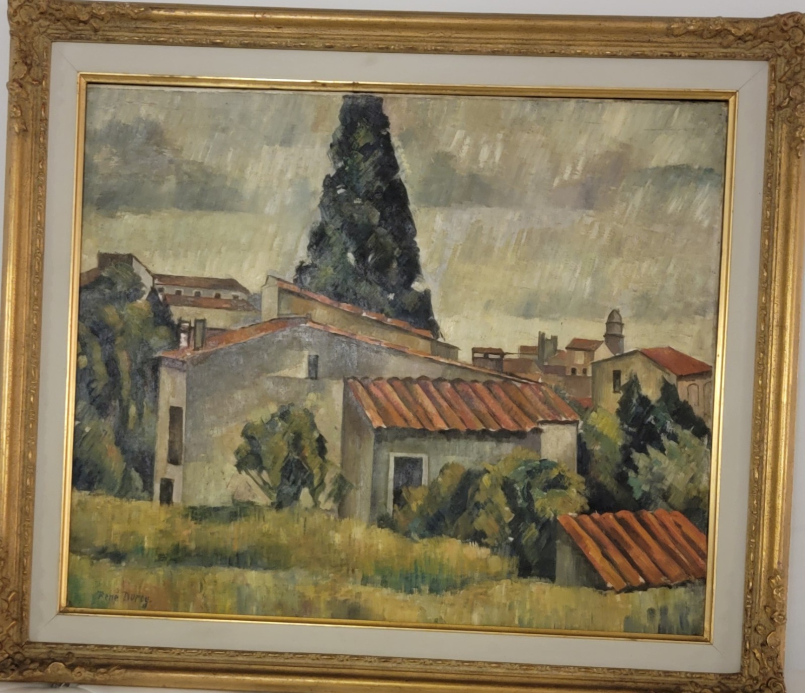 René Durey Framed Signed Impressionist Landscape Painting on Canvas, 26 x 21 in
