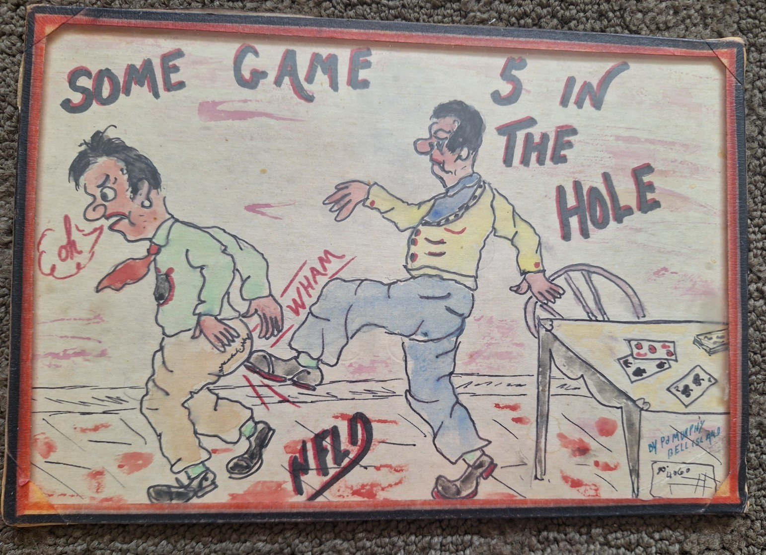 Vintage New Foundland Folk Art PD Murphy Bell Island 1950s NFLD Poker Humor