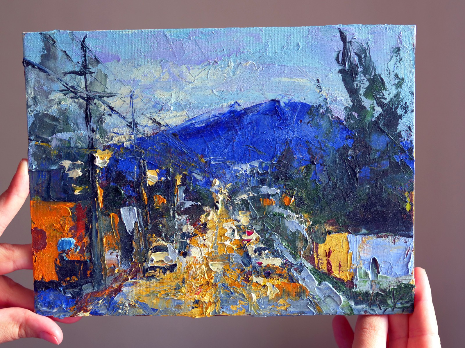 Albuquerque Evening New Mexico Oil painting 8×10″ Original Handmade Art