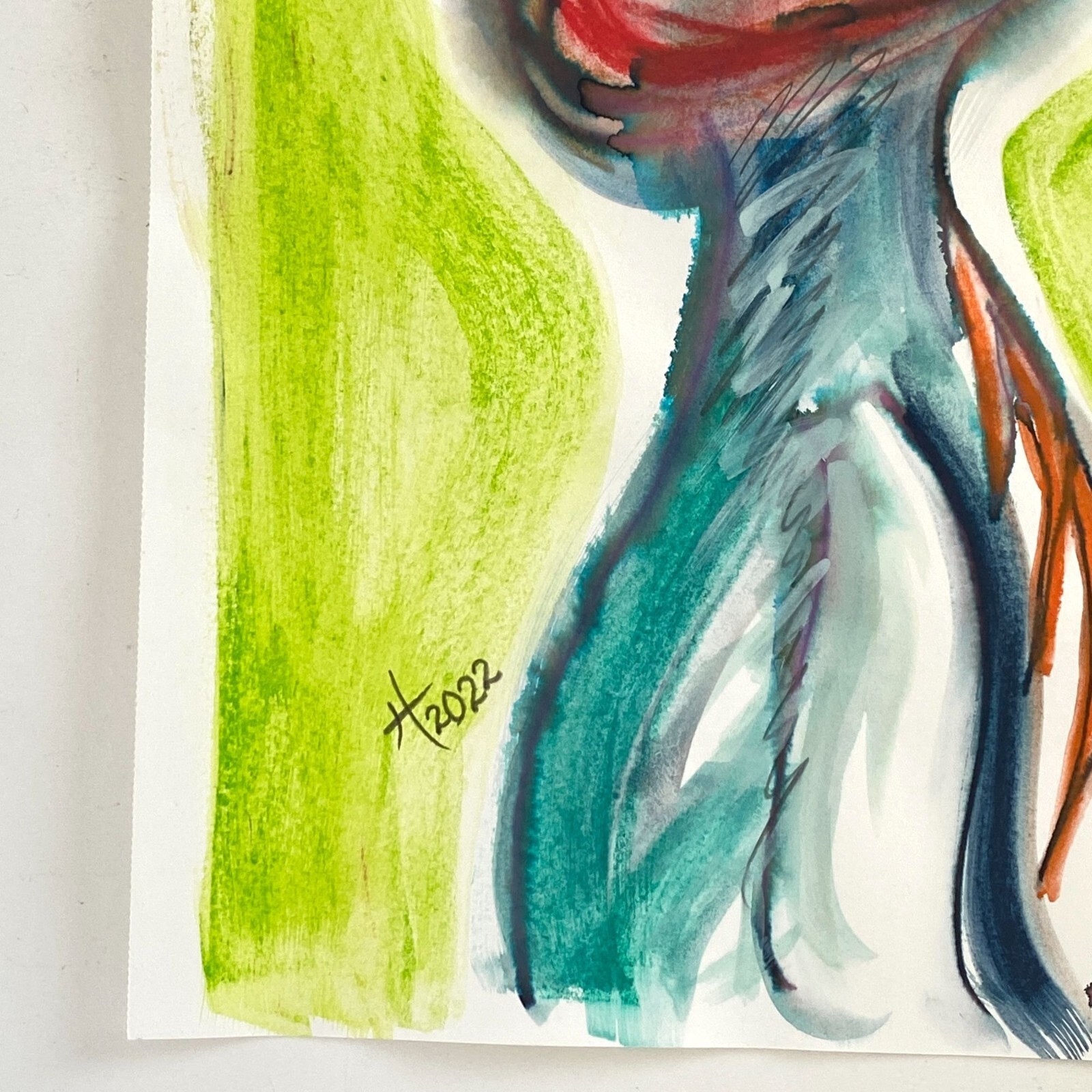 IAm Original Art Abstract Figure Mixed Media Painting 11x14in Matted Frame Ready