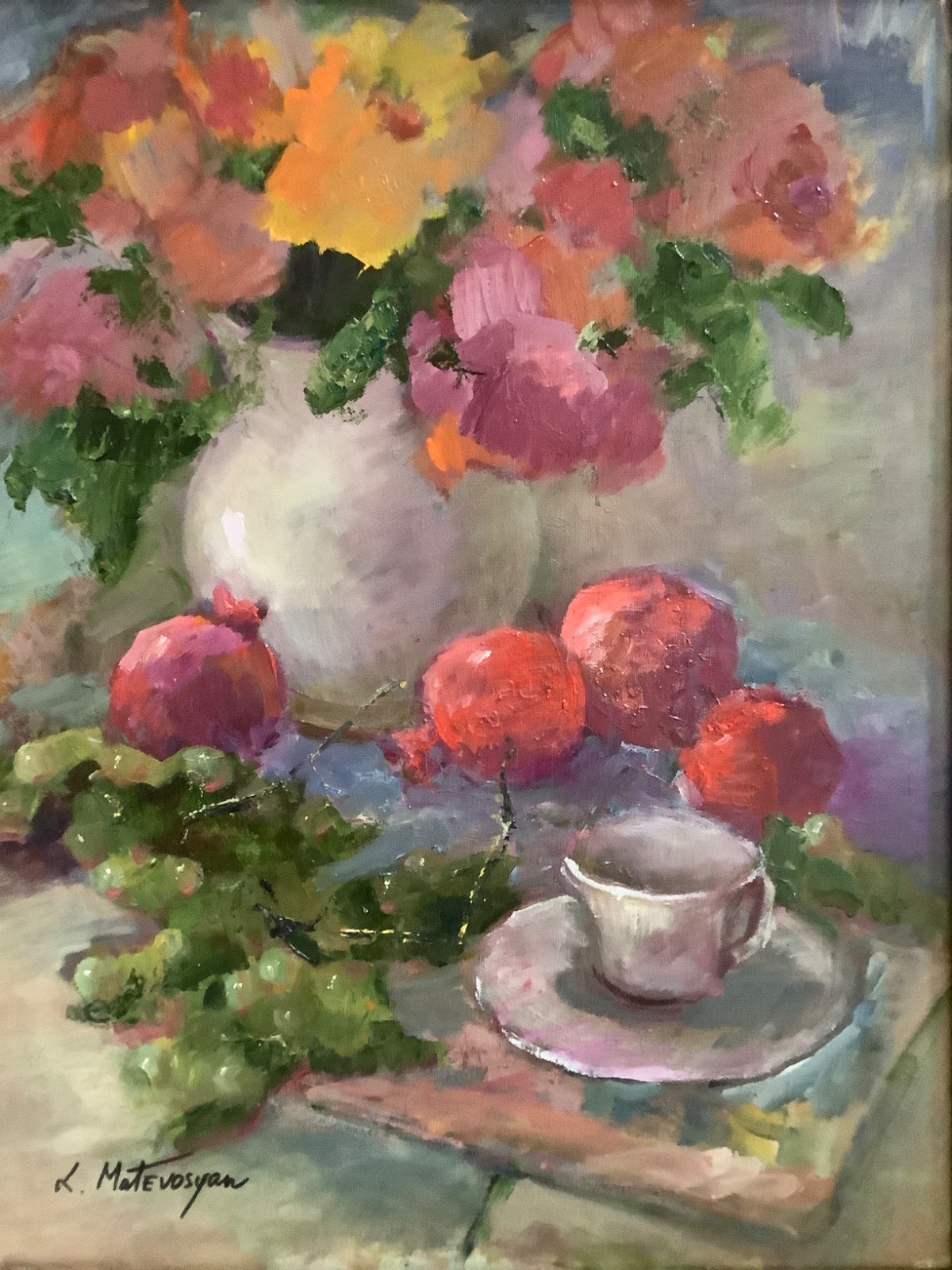 Original Framed Impressionism Oil Art Floral Still Life Signed