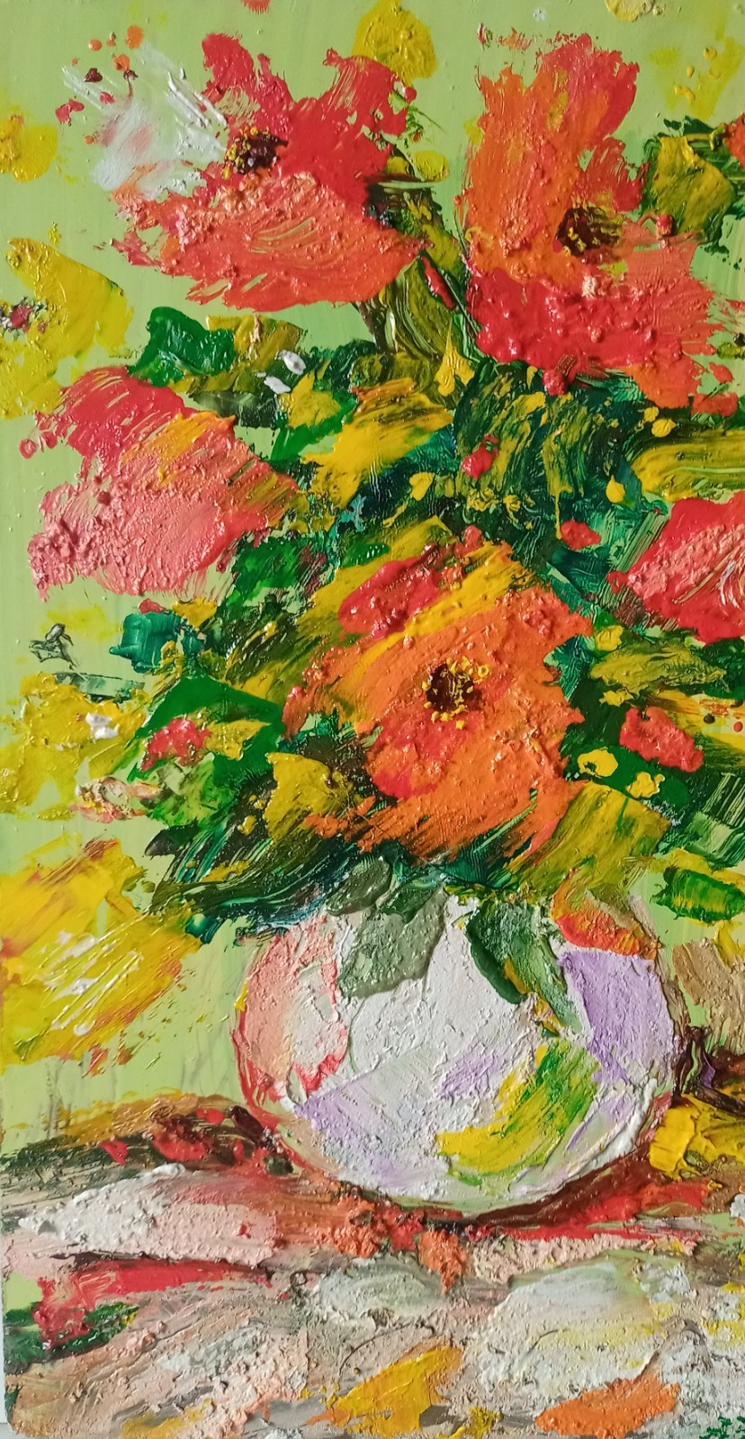 Poppies Impasto Painting Original Art Impression Oil Painting 11.7 x 7.8 in
