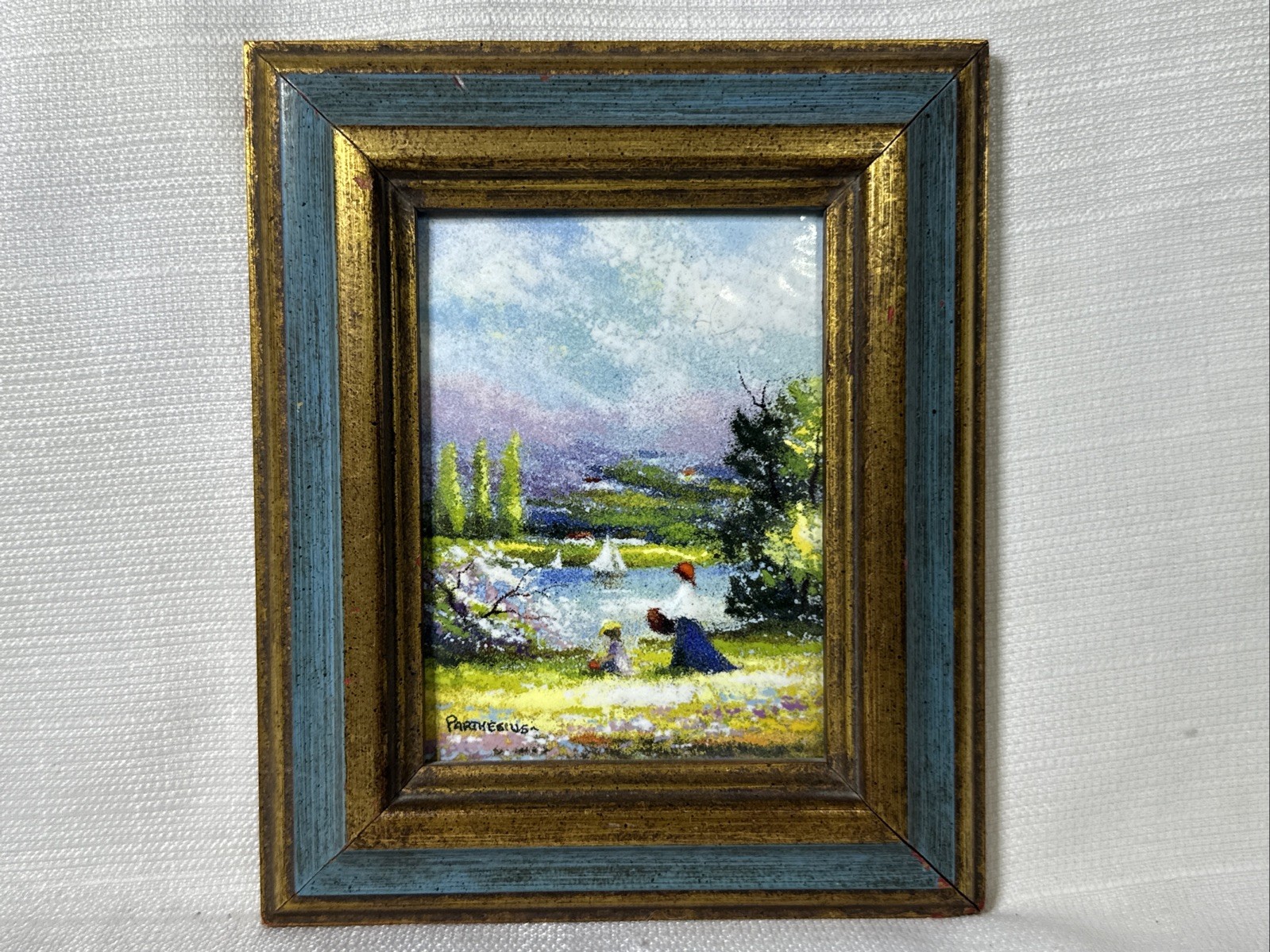 Charles Parthesius ~ Enamel On Copper Miniature Landscape ~ Vintage Signed