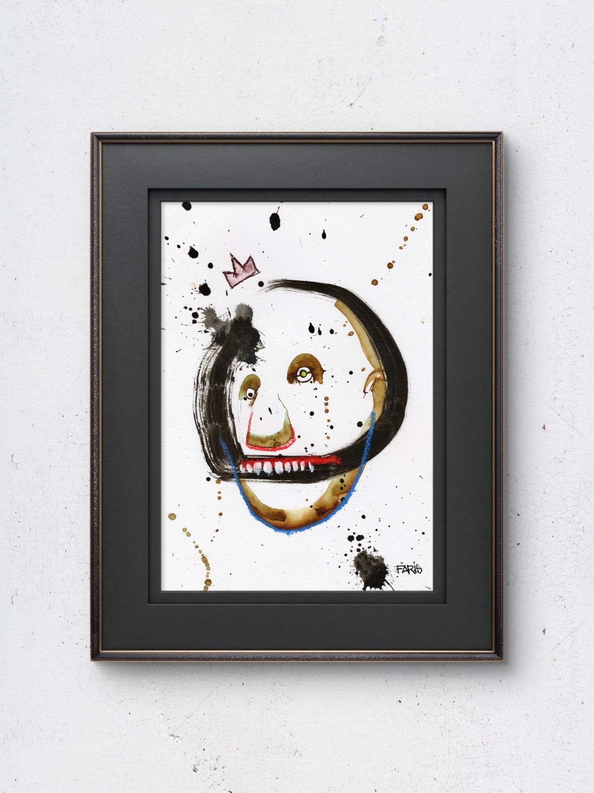 Faris Ink Portrait Painting A4 Mixed Media Neo-Expressionism Signed COA #36